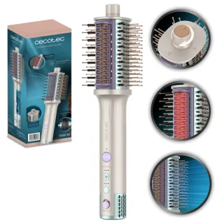 Cecotec CeramicCare Allin1 Cepillo de Aire - 1500W - Placas Calefactoras - Multifuncion - Revestimiento Ceramico - Generador de Iones - Temperatura Regulable - Cable 360º - Color Blanco