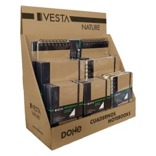 Dohe Expositor de Sobremesa para Cuadernos Vesta Nature - Fabricado en Carton Reforzado Color Kraft - Diseño Resistente y Ecologico - Ideal para Organizar y Exhibir Cuadernos · Pack de 19 ud