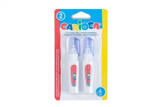 Carioca Pack de 2 Mini Boligrafos Correctores - Punta de Metal Resistente y Precisa - Apto para Todo Tipo de Papel - Secado Rapido - Color Blanco