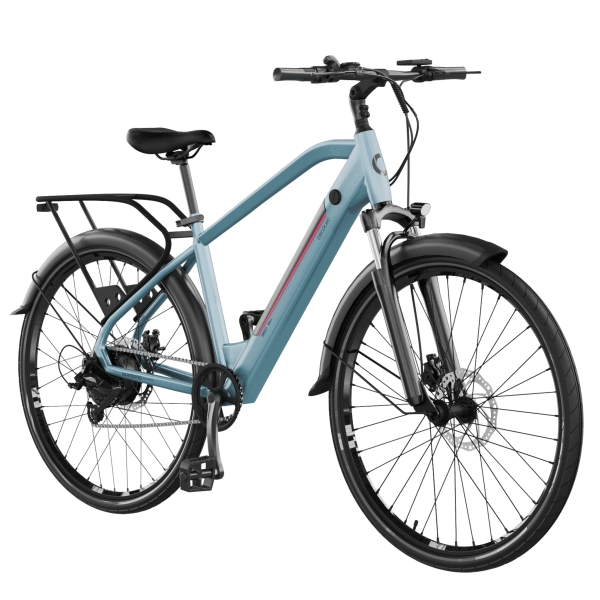 Cecotec Urban Pro Bicicleta Electrica de 28" - Doble Disco de Freno Hidraulico - Autonomia 90km - Cambio Shimano de 7 Velocidades - Bateria de 36V y 12.8Ah - Suspension Delantera - Color Azu