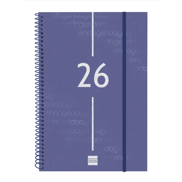 Finocam Year Agenda de Espiral - Anual 2026 - Tapa Ligera - Formato E11 - 172x14x242mm - Semana Vista en Vertical - Color Azul
