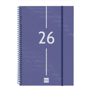 Finocam Year Agenda de Espiral - Anual 2026 - Tapa Ligera - Formato E11 - 172x14x242mm - Semana Vista en Vertical - Color Azul
