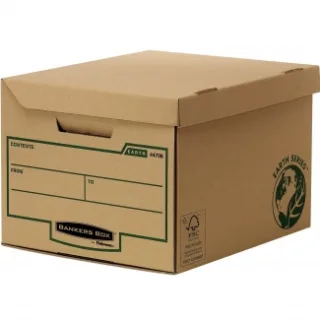 Fellowes Bankers Box Earth Series Maxi Contenedor de Archivos Automontable - Tapa Fija - Admite hasta 6 Caja de Archivo Definitivo 80mm - Carton Reciclado Certificacion FSC · Pack de 10 uds.