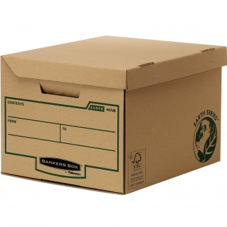 Fellowes Bankers Box Earth Series Maxi Contenedor de Archivos Automontable - Tapa Fija - Admite hasta 6 Caja de Archivo Definitivo 80mm - Carton Reciclado Certificacion FSC · Pack de 10 uds.