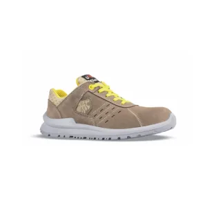 Upower Tommy S Calzado de Seguridad Bajos - Talla 38 - Empeine de Gamuza Ventilada, Puntal de Aluminio, Anti-Pinchazos, Antideslizante, Suela PU/PUTR, Proteccion S1PS FO SR - Color Beige/Ama