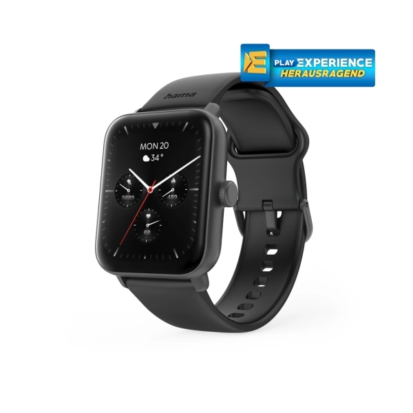 Hama 6010 Reloj Inteligente Smartwatch - Bluetooth 5.3 - Bateria 350mAh - Pantalla TFT 1.65" - IP68 - Resistencia al Agua 3 Atm - Pulsera de Silicona - GPS Integrado - 3.6x1.3x4.9cm - Color