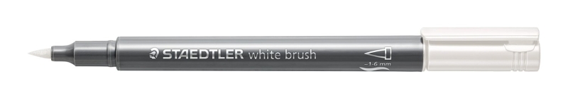 Staedtler Metallic Brush Rotulador Punta Pincel - Trazo 1 - 6mm Aprox - Tinta Base de Agua - Color Blanco · Pack de 10 uds.