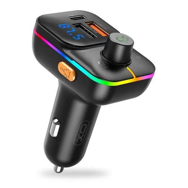 XO Transmisor Bluetooth 5.0 FM - 2x USB- A, 1x USB-C 25W PD - Pantalla Led - Funcion Manos Libres