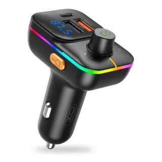 XO Transmisor Bluetooth 5.0 FM - 2x USB- A, 1x USB-C 25W PD - Pantalla Led - Funcion Manos Libres