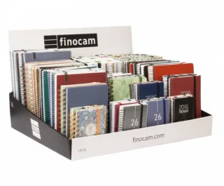 Finocam Expositor Grande con 100 Agendas de Espiral Surtidas en Catalan - Anual 2026 - Color Surtidos
