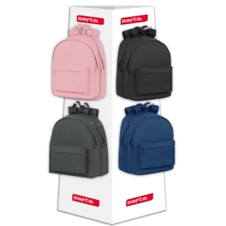 Safta Expositor con 8 Ganchos para Mochilas - Carton Reciclado - Ecologico y Sostenible - Facil de Montar - Resistente y Duradero - Colores Surtidos