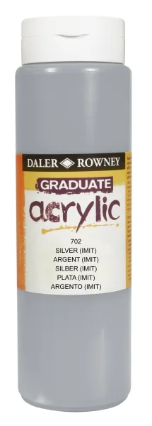 Daler Rowney Graduate Pintura Acrilica - Botella de Plastico - 500ml - Color Imitacion Plata