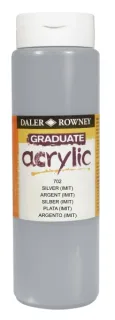 Daler Rowney Graduate Pintura Acrilica - Botella de Plastico - 500ml - Color Imitacion Plata