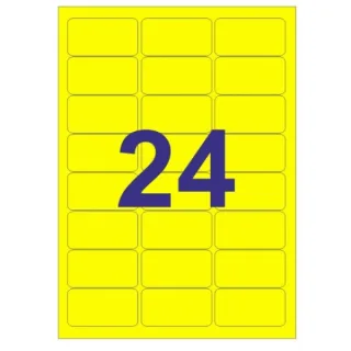 Apli Pack de 480 Etiquetas Rectangulares 64x33.9mm - 20 Hojas por 24 Etiquetas - Adhesivo Permanente - Cantos Romos - Color Amarillo Fluorescente