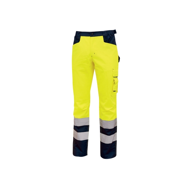 Upower Light Pantalon de Trabajo con Multiples Bolsillos - Talla 2XL - Eslinga para Martillo, Cintura Elastica, Rodillas Preformadas, Rayas Reflectantes, Triple Costura, Proteccion DPI2 - Co