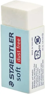 Staedtler Soft 526 S30 Goma de Borrar - Plastico - Maxima Limpieza - Faja Protectora - No Decolora el Papel - Color Blanco · Pack de 30 uds.