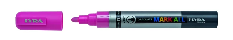 Lyra Mark All Rotulador Permanente - Multisuperficie - Punta Redonda - 2mm - Color Rosa · Pack de 6 uds.