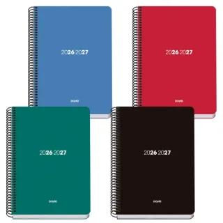 Dohe Basic Element Agenda Escolar 26/27 - Formato A5 - Dia Pagina - Papel Offset Ahuesado 70g - Cubierta de Carton Plastificado - Espiral Metalica - Goma - 15x21x4cm - Colores Surtidos · Pac