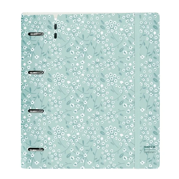 Safta Carpeta con 4 Anillas 35mm - Tapa de Plastico - Recambio 100 Hojas - Cierre Elastico - Ranura para Boligrafo - Separadores Internos - 270x40x320mm - Color Menta