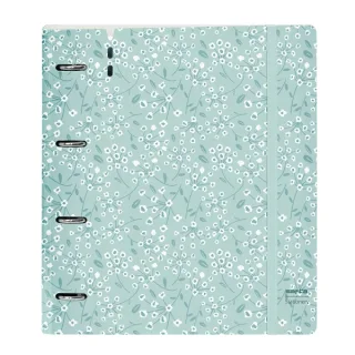 Safta Carpeta con 4 Anillas 35mm - Tapa de Plastico - Recambio 100 Hojas - Cierre Elastico - Ranura para Boligrafo - Separadores Internos - 270x40x320mm - Color Menta