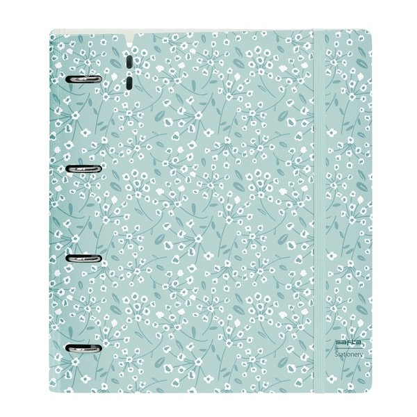 Safta Carpeta con 4 Anillas 35mm - Tapa de Plastico - Recambio 100 Hojas - Cierre Elastico - Ranura para Boligrafo - Separadores Internos - 270x40x320mm - Color Menta