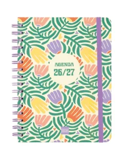 Finocam Cosmo Cart Agenda Escolar 26/27 - Semana Vista Horizontal - Formato 4º - 155x212mm - Tapas de Carton Forrado - Papel de 80g/m2 - Espiral Metalica - Esquinas Microperforadas - Multico