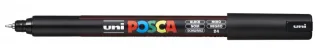 Posca PC-1MR Marcador de Pintura - Punta Roller de Fibra 0.7mm - Tinta Pigmentada Base al Agua - Resistente a la Luz - Color Negro · Pack de 6 uds.