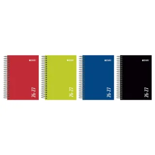 Enri Agenda Escolar con Espiral - Castellano - Tapa Extradura - Formato Cuartilla - Dia Pagina - Acabado Brillante - Colores Surtidos · Pack de 4 uds.