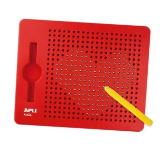 Apli Pizarra Magnetica Tamaño 215x12x170mm - Incluye10 Fichas con 20 Ejemplos - Ayuda a Desarrollar la Psicomotricidad Fina, la Memoria y la Imaginacion - Fomenta la Concentracion - Color Ro