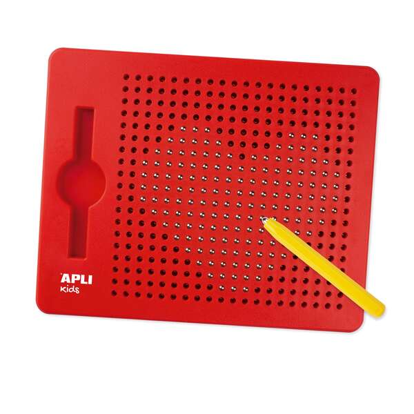 Apli Pizarra Magnetica Tamaño 215x12x170mm - Incluye10 Fichas con 20 Ejemplos - Ayuda a Desarrollar la Psicomotricidad Fina, la Memoria y la Imaginacion - Fomenta la Concentracion - Color Ro