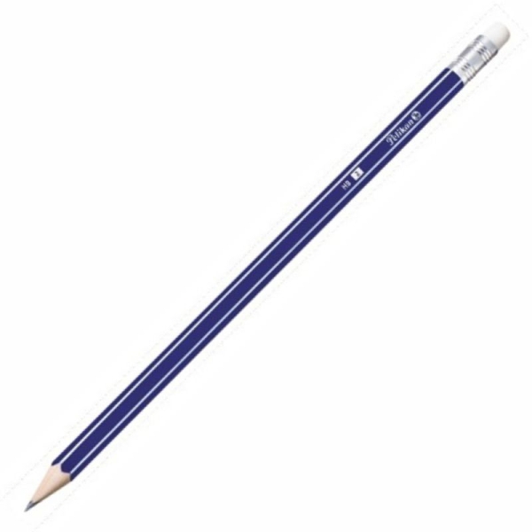Pelikan CJ12 Lapiz de Grafito HB con Goma - Hexagonal - Ergonomico - Madera Barnizada - Color Azul · Pack de 12 uds.