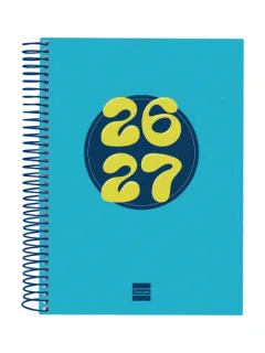 Finocam Cool Agenda Escolar 26/27 en Catalan - 1 Dia por Pagina - Formato 4º - 155x212mm - Tapas de Carton Forrado - Papel de 80g/m2 - Espiral Metalica - Esquinas Microperforadas - Color Azu