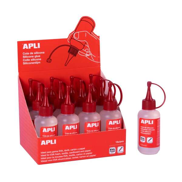 Apli Cola de Silicona 100ml - Sin Metanol - No Instantáneo · Pack de 12 uds.