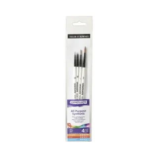 Daler Rowney Graduate Pack de 4 Pinceles Multitecnica - Pelo Sintetico - Mango Corto
