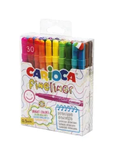 Carioca Fineliner Pack de 30 Rotuladores - Punta Blanca de Acetal 0.5mm - Colores Surtidos