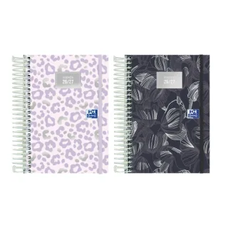 Oxford Dream Tech Agenda Escolar con Espiral - Castellano - Tapa Extradura - Formato Octavo - Dia Pagina - Colores Surtidos · Pack de 8 uds.