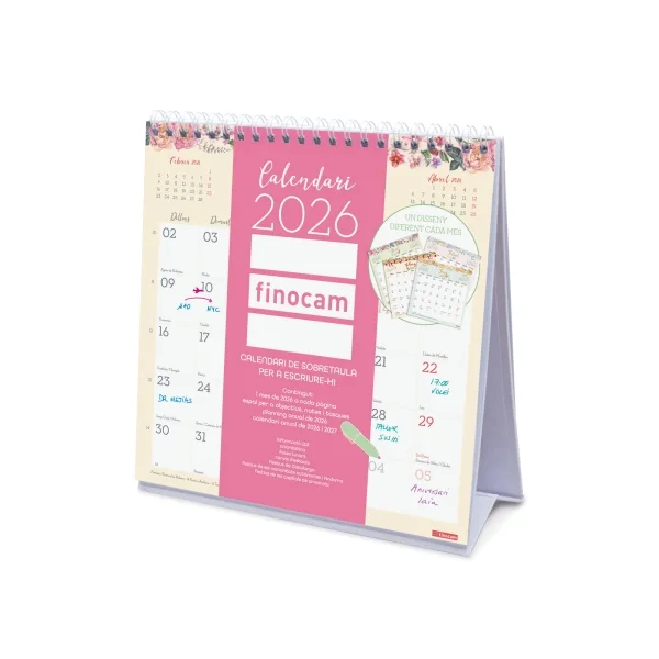 Finocam Design Calendario de Sobremesa en Catalan - Anual 2026 - 190x70x205mm - Color Surtidos