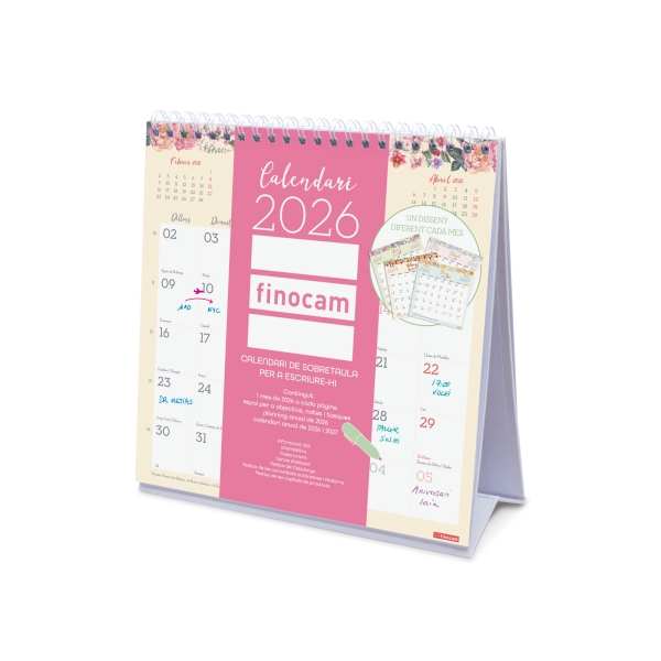 Finocam Design Calendario de Sobremesa en Catalan - Anual 2026 - 190x70x205mm - Color Surtidos