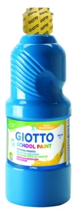 Giotto School Paint Tempera - 500ml - Lista para el Uso - Super Lavable - Botella Bio Pet - Color Cyan
