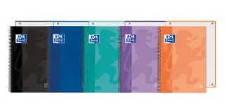 Oxford School Classic Europeanbook 1 Cuaderno A4+ 80 Hojas Microperforadas Cuadricula 5x5mm - Tapa de Plastico Translucido - Colores Surtidos · Pack de 5 uds.