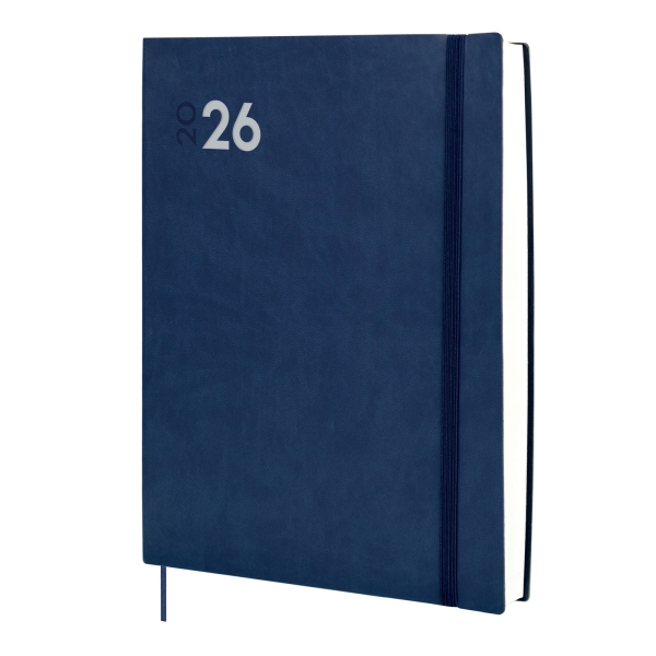 Finocam Dynamic Mara Agenda Profesional en Catalan - Anual 2026 - Tapa Blanda - Cierre con Goma Elastica - Formato Y12 - 214x25x275mm - 1 Dia por Pagina - Color Azul