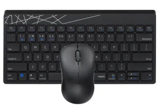 Rapoo 8000M Pack Teclado Compacto + Raton Inalambricos - Bluetooth y 2.4GHz - Raton 1300 DPI - Autonomia hasta 12 Meses - Color Negro