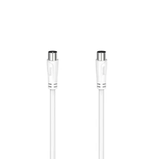 Hama Essential Cable Coaxial de Antena Macho/Hembra - Longitud 1.5m - Doble Blindaje - Apantallamiento 90dB - Impedancia 75Ohm - Color Blanco