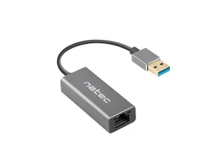 Natec Cricket Adaptador de Red Ethernet USB 3.0 a RJ45 1GB - Transferencia de Datos Rapida y Fiable - Color Gris