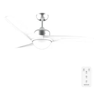Cecotec EnergySilence Aero 560 IronWhite Ventilador de Techo con 3 Aspas y Luz Integrada - 60W - Diametro de 52" - LED de 18W - Mando a Distancia - Temporizador - 3 Velocidades - Color Blanc