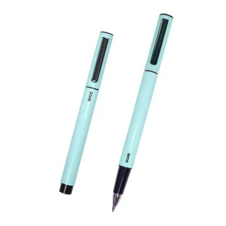 Dohe Boligrafos Elegantes de Aluminio - Cuerpo Ovalado en Verde - Ligeros y Ergonomicos - Capucha con Clip - Tinta Azul · Pack de 4 uds.