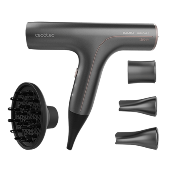 Cecotec Bamba IoniCare 6000 Rockstar Soft Pro Secador de Pelo - Iones Negativos - Limpieza Automatica Del Filtro - Ligero y Silencioso - 5 Ajustes de Temperatura y Velocidad - Color Gris Osc