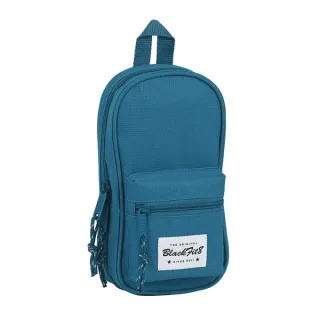 Safta Blackfit8 Egeo Plumier Mochila - 33 Piezas - Goma - Lapiz - Tijeras - Sacapuntas - Boligrafos - Fluorescentes - Regla - 12 Rotuladores - 12 Colores - 120x50x230mm - Color Azul