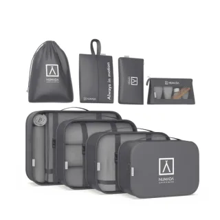 Numada Midweek A80 Pack de 8 Organizadores de Maleta - Poliester Impermeable - Malla Semitransparente - Cremallera con Doble Tirador - Color Gris Oscuro