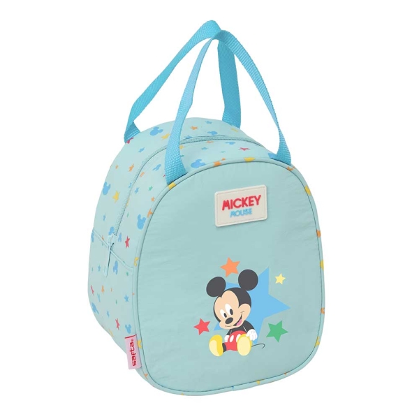 Safta Mickey Mouse Baby Bolsa Isotermica - Asa de Mano - Cremallera - 19x22x14cm - Color Azul Pastel